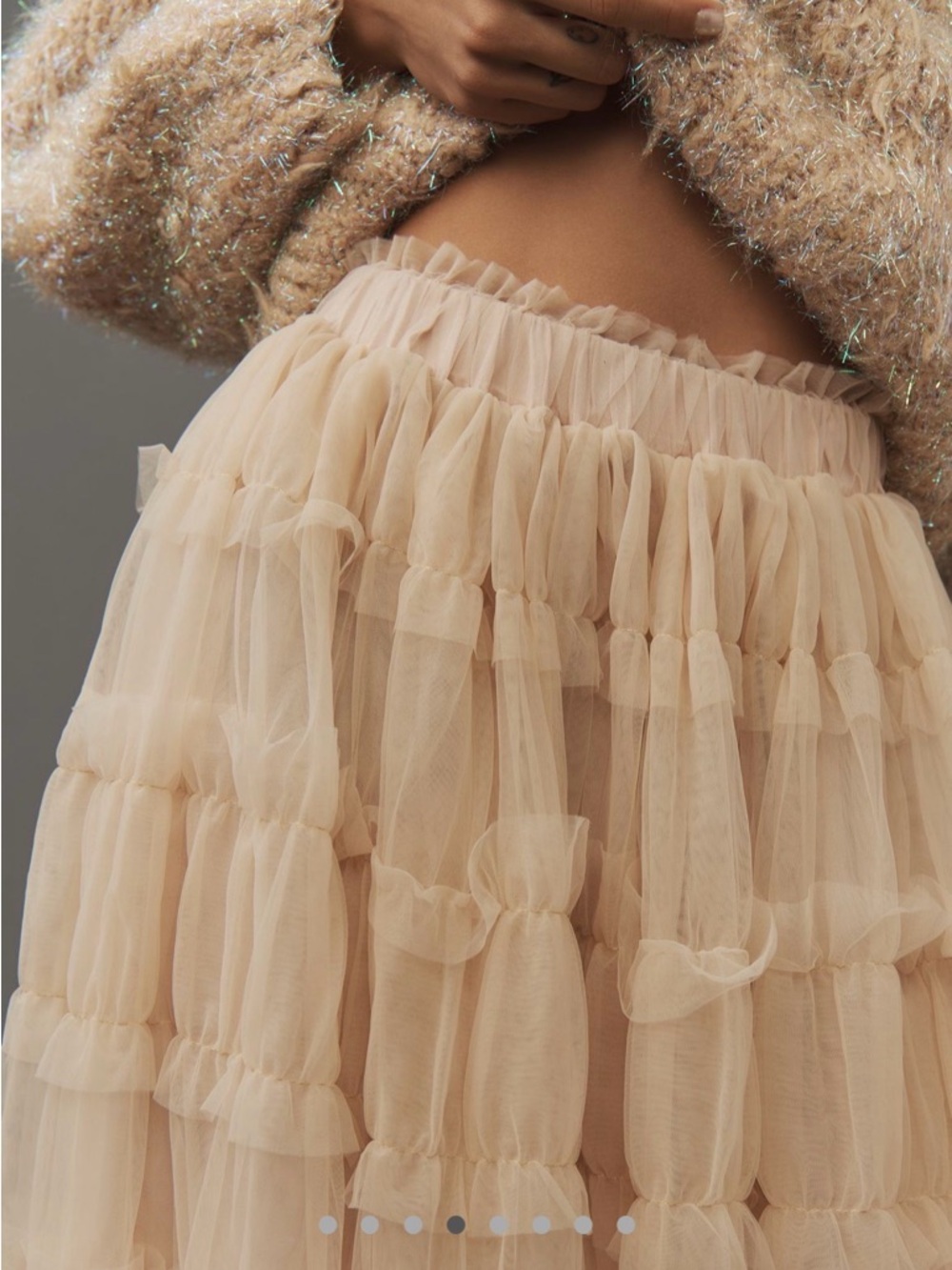 NWT By Anthropologie Shirred Tulle Maxi Skirt - Picture 3 of 8